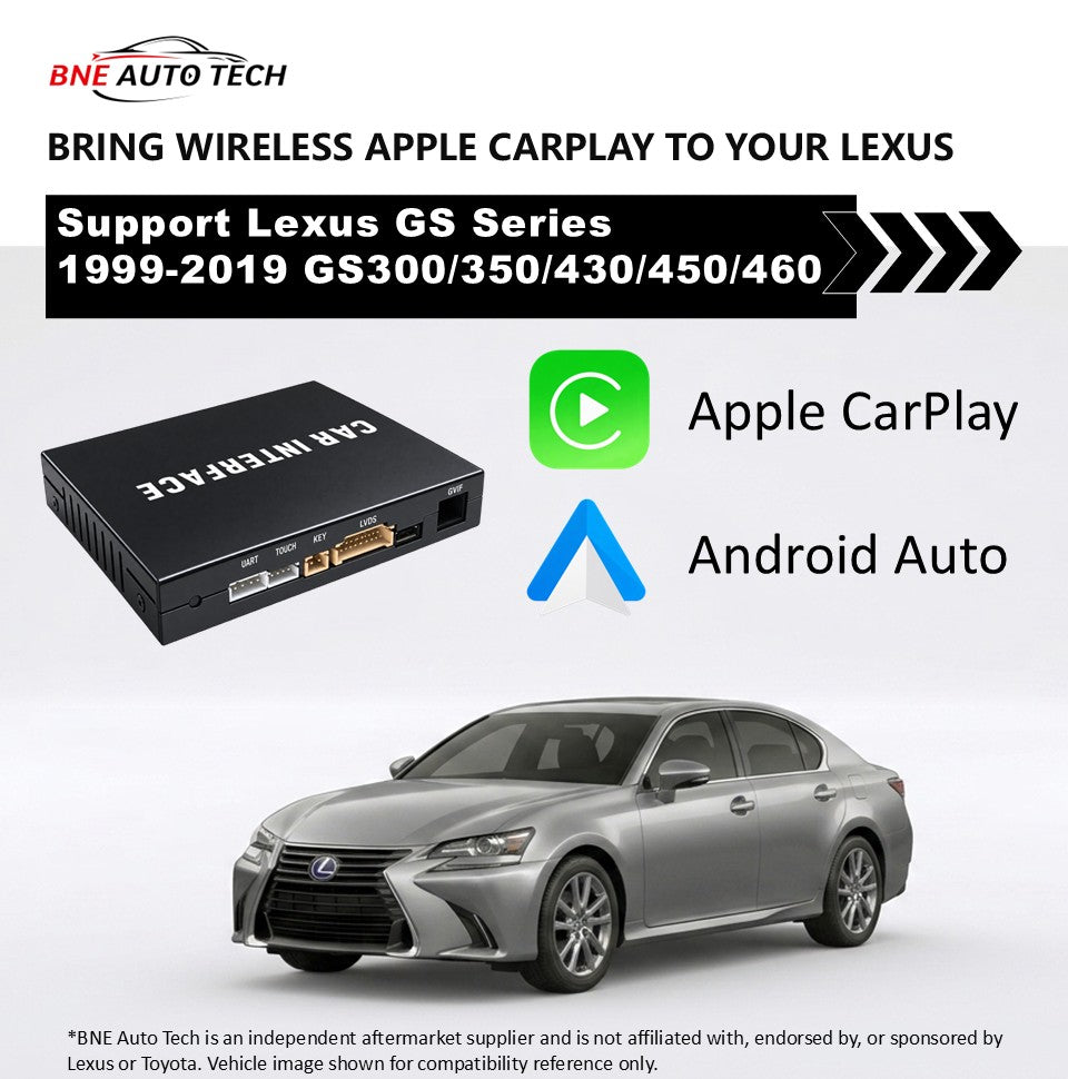 Lexus GS300/350/430/450h/460 1999-2019 Wireless CarPlay & Android Auto Upgrade Kit