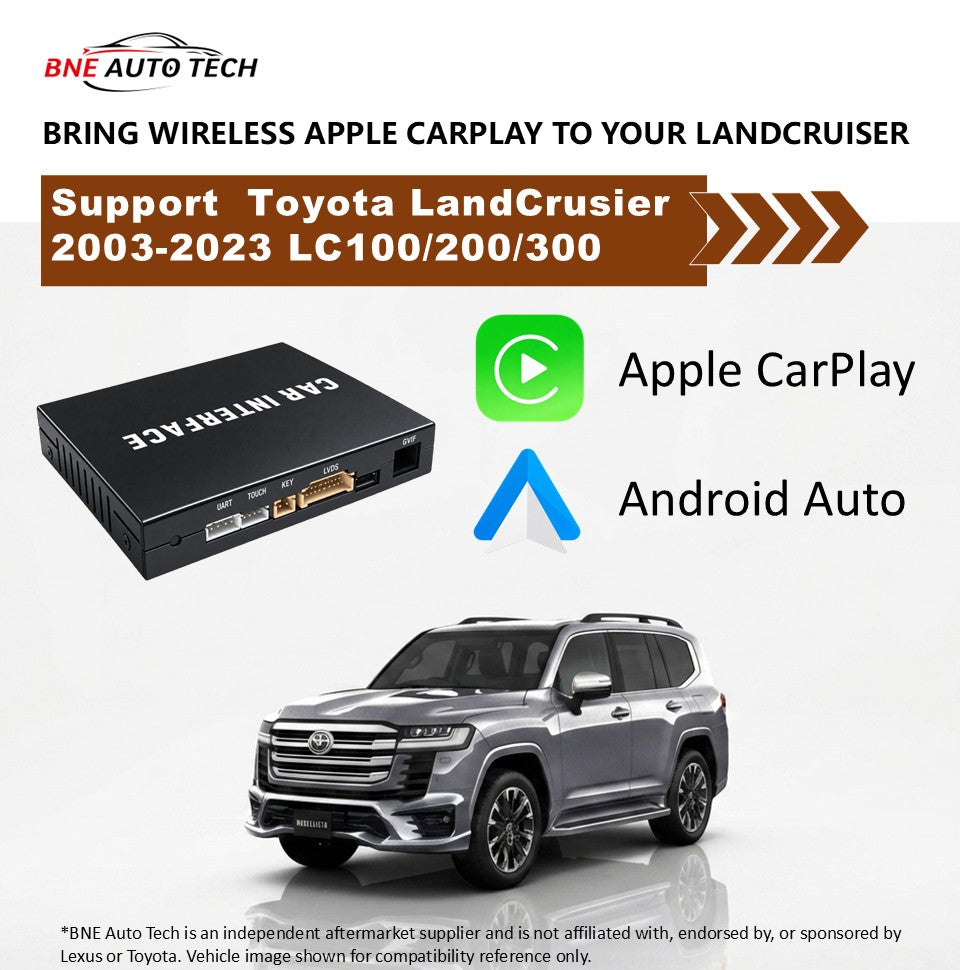 Toyota LandCruiser LC100/200/300 2003-2023 Wireless CarPlay & Android Auto Upgrade Kit