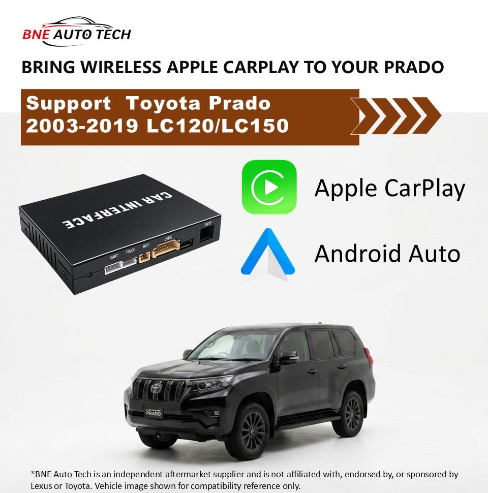 Toyota Landcruiser Prado LC120/LC150 2003-2019 Wireless CarPlay & Android Auto Upgrade Kit